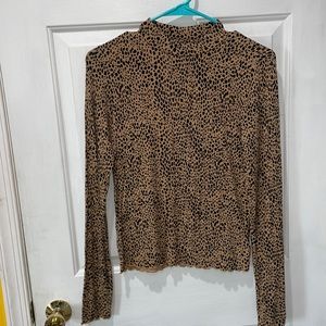 Mock neck, cheetah/leopard print shirt